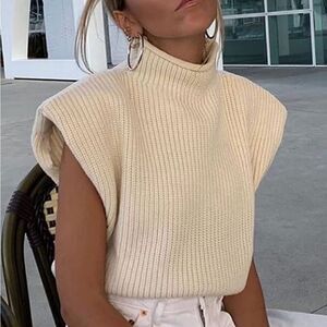 Sleeveless Sweater Tank Khaki